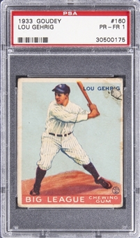 1933 Goudey #160 Lou Gehrig – PSA PR-FR 1